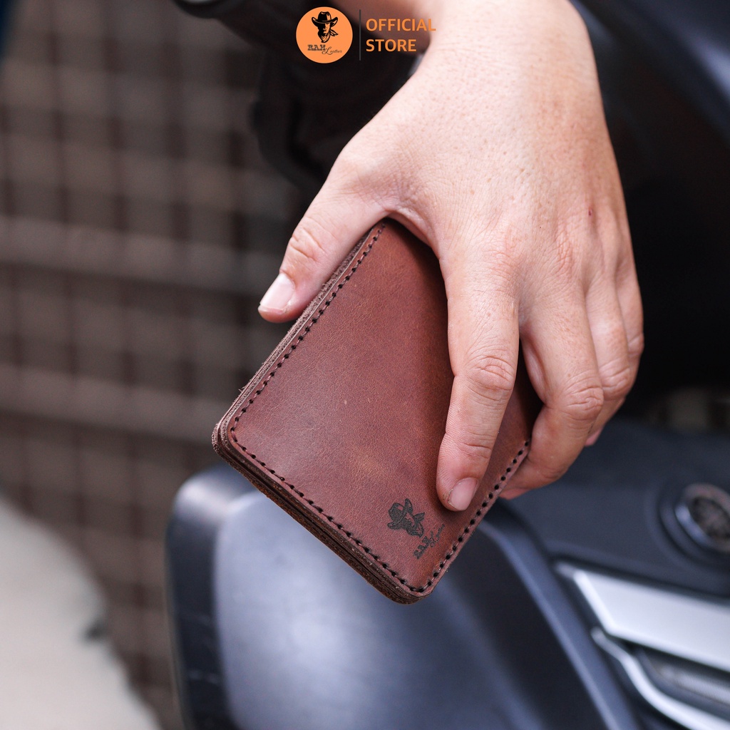 Ví nam dáng ngang da bò màu nâu sáng - RAM Leather