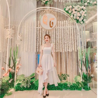 Đầm dự tiệc 2 dây dáng dài đi tiệc đi chơi màu trắng, màu đen V41