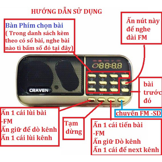 [Quà Tặng] Đài nghe nhạc+ thẻ nhớ 8Gb kingston chính hãng FPT copy sẵn 1000 bài hát chọn lọc có danh sách bài hát đi kèm