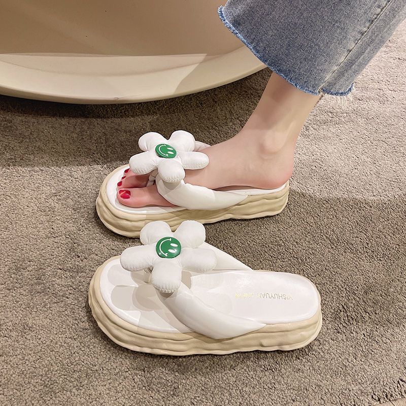 Dép Đế Dày Đính Hoa Thiết Kế Thoải Mái Cho Nữ