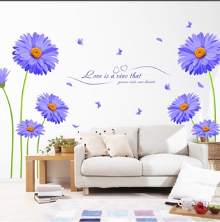 Decal dán tường hoa đồng tiền tím