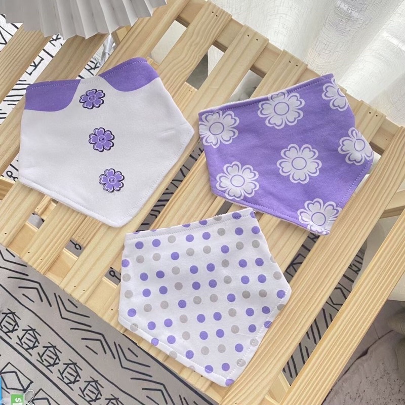 Xuất dư Pháp!!! Set 3 Yếm tam giác giữ ấm cổ, yếm ăn cho bé 0-  5 tuổi xuất dư cotton 100%