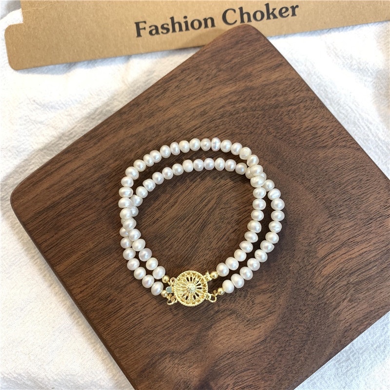 Vòng Tay Đôi Ngọc Trai 5Ly Khóa Bạc S925 Thanh Lịch - Ngọc Trai Trường Thịnh