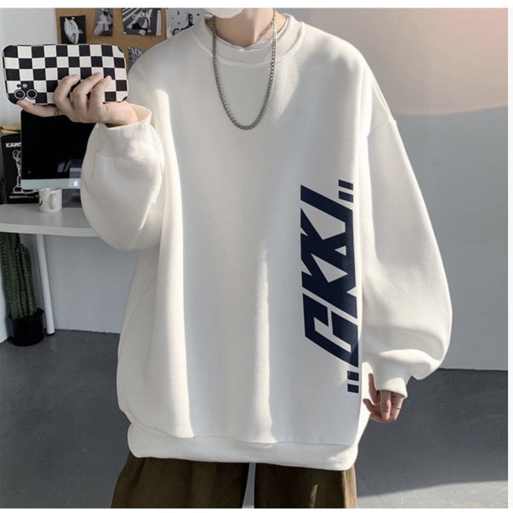 Áo sweater nỉ bông Hàn Quốc họa tiết chữ GKKI form rộng unisex giá rẻ | BigBuy360 - bigbuy360.vn