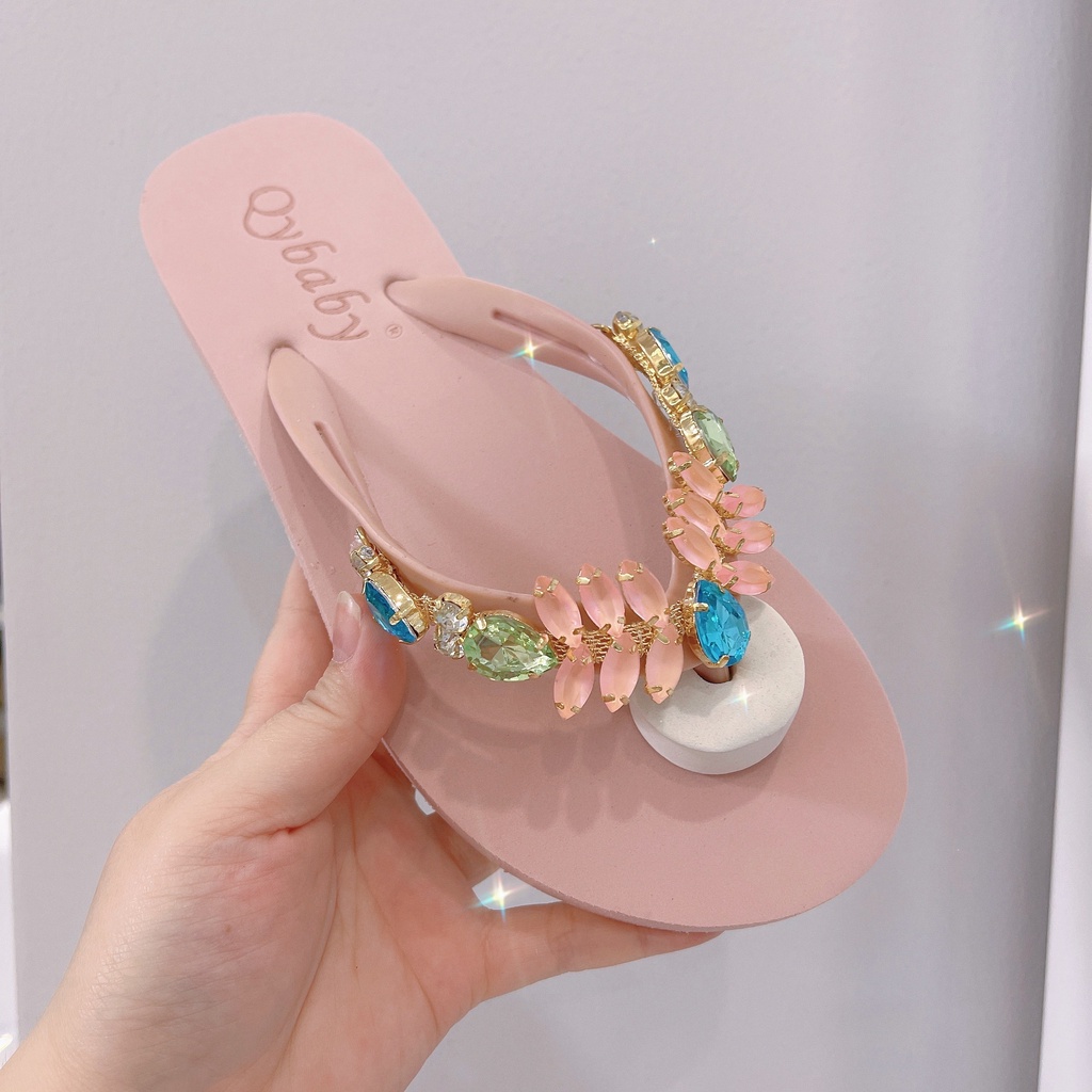 Dép kẹp, dép xỏ ngón, tông nữ đính đá Quảng Châu Qybaby 012 - TRINH LÊ SHOP