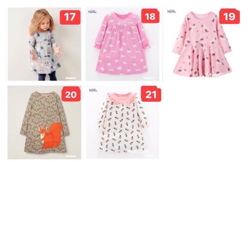 Váy dài tay Little maven 100% cotton cho bé 1.5 - 7 tuổi