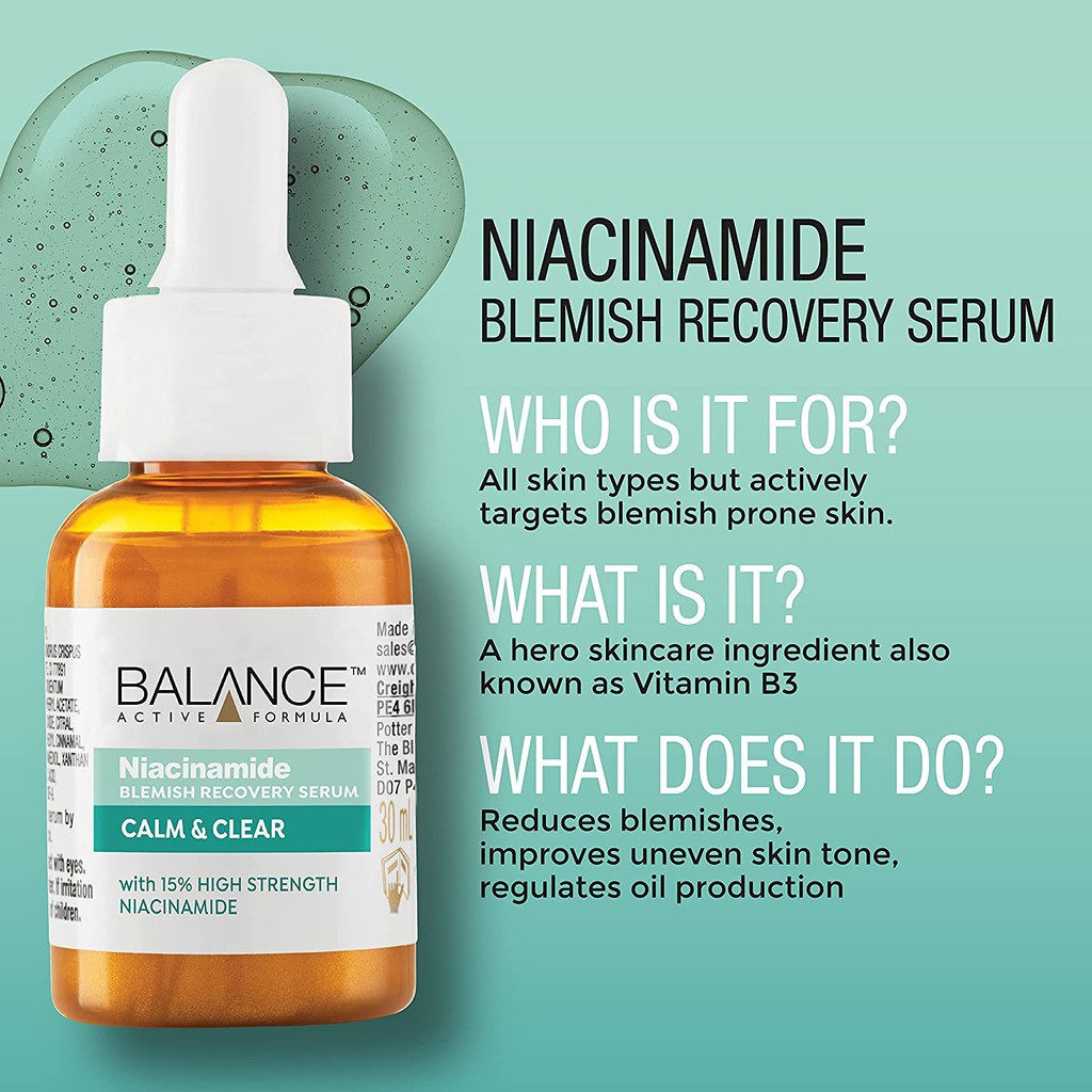 [Đại Lý Chính Thức] Serum Ngừa Mụn Niacinamide Dưỡng Trắng và Mờ Thâm Mụn - Balance Niacinamide - Giấy Kiểm Định An Toàn