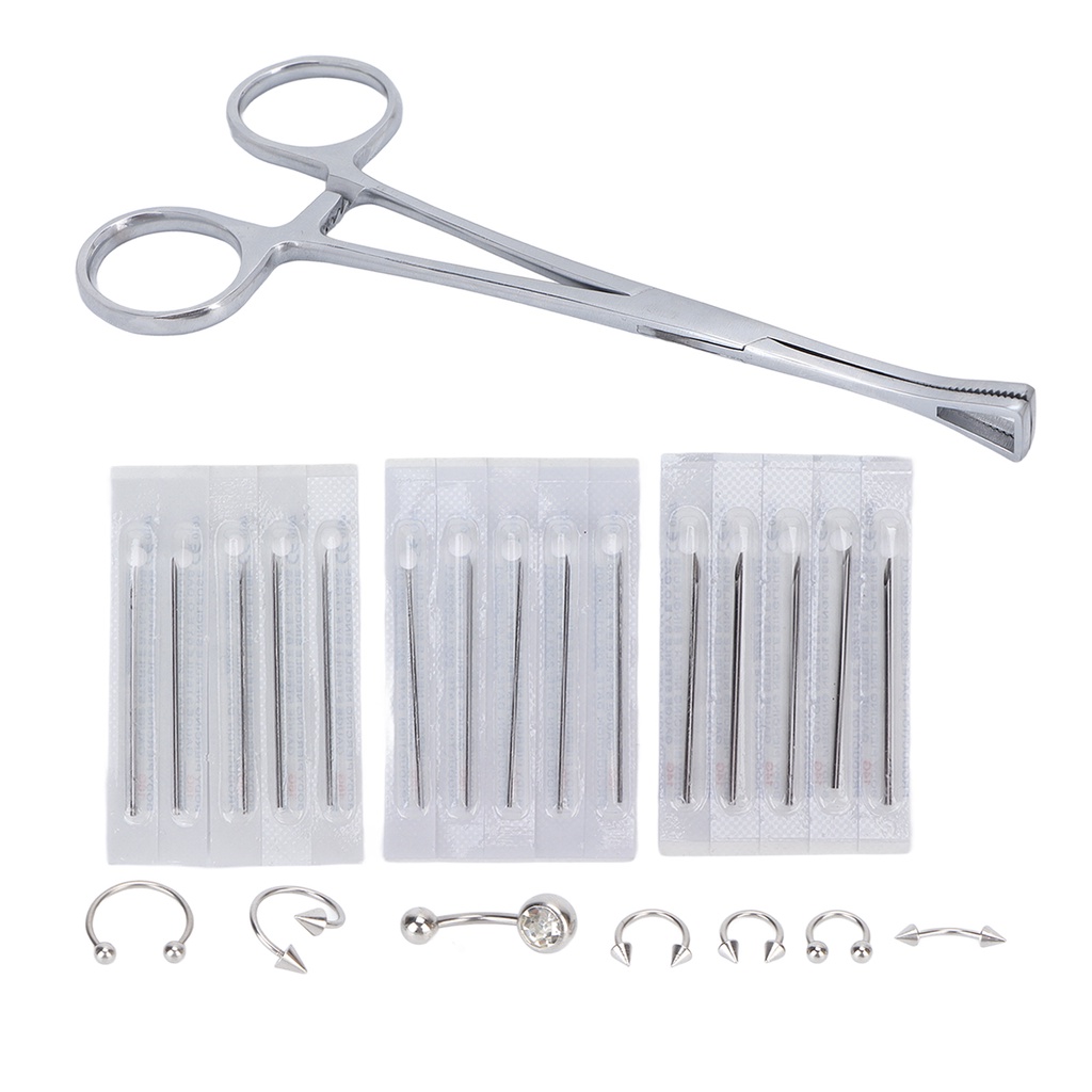 [Hàng Sẵn] Bộ Dụng Cụ Xỏ Khuyên Cơ Thể Kìm định vị 14G ‑ 18G Kim cho Lưỡi môi Lông mày Tai Rốn【Texas053】