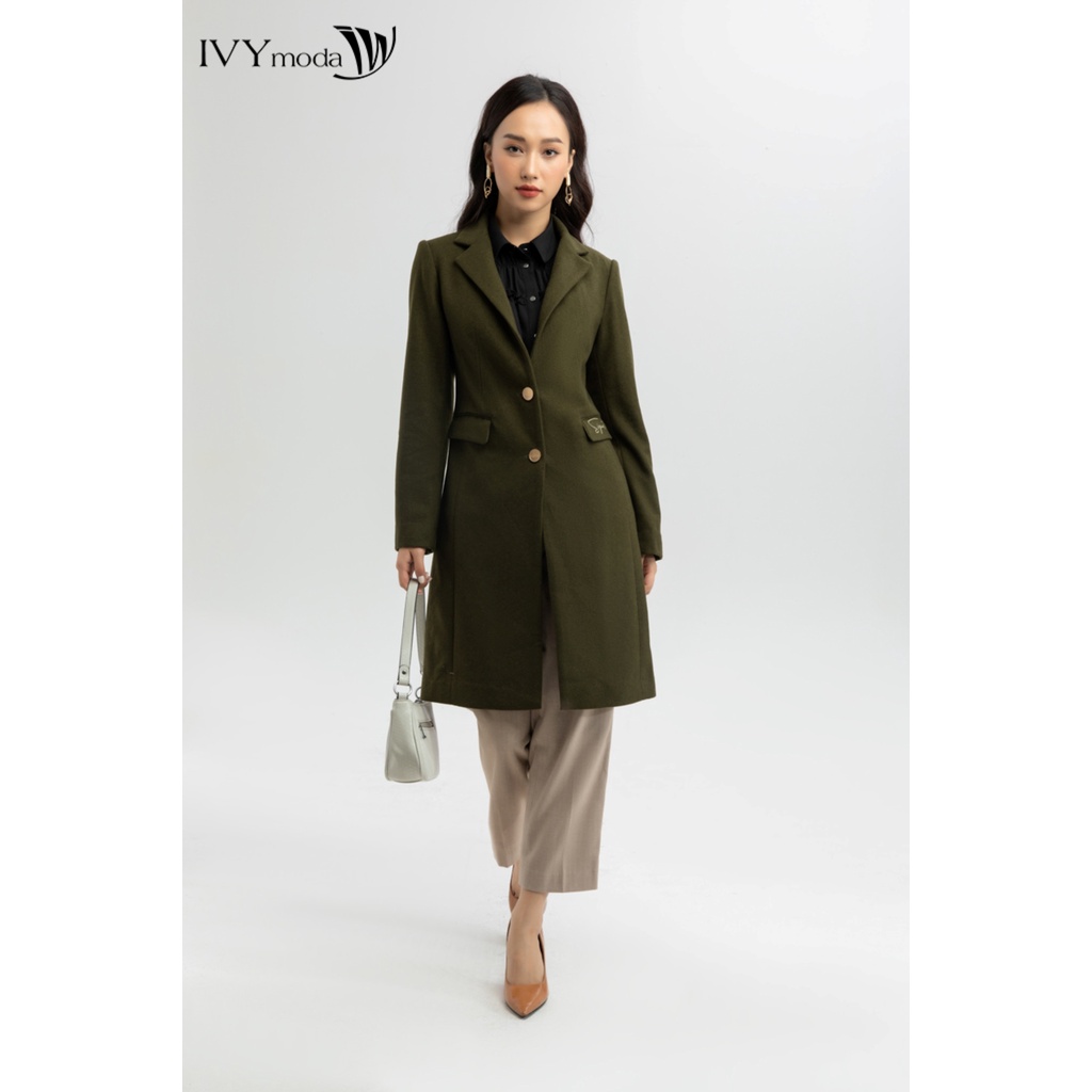 Áo khoác dạ nữ dáng dài Signature IVY moda MS 71M6084