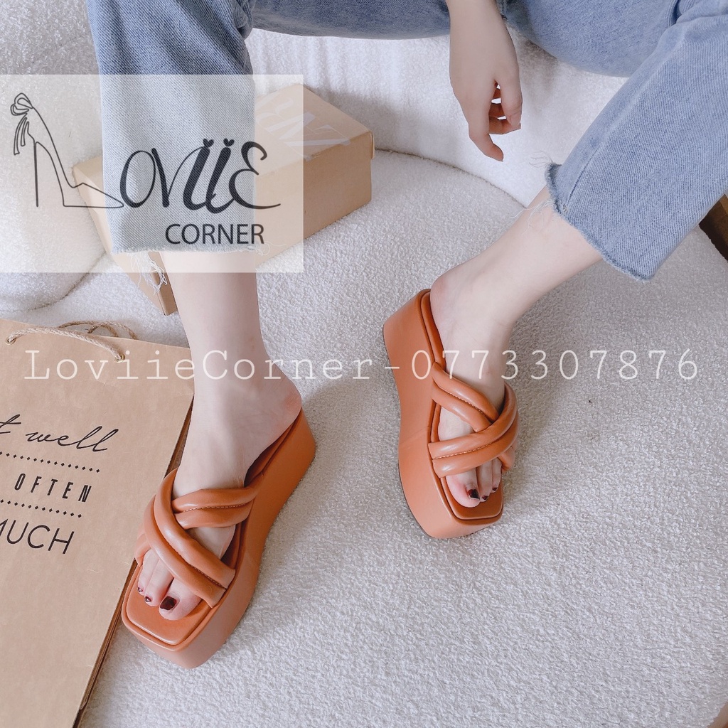 DÉP XUỒNG LOVIIECORNER - DÉP THỜI TRANG PHONG CÁCH HIỆN ĐẠI QUAI NGANG CHÉO ĐẾ CAO 7 PHÂN D220876