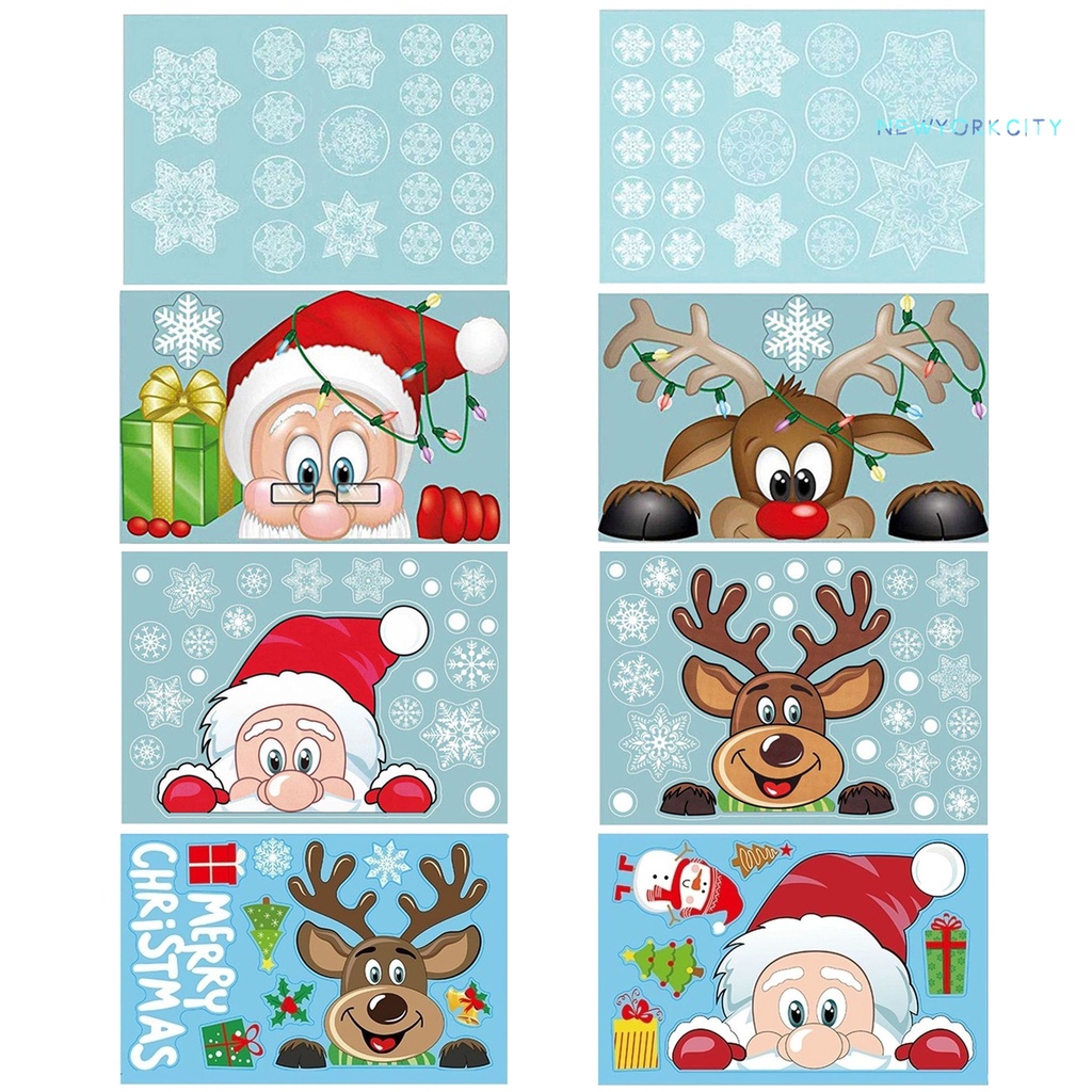 Miếng Dán Cửa Kính Bằng PVC Hai Mặt Chống Nước Hình Bông Tuyết Giáng Sinh