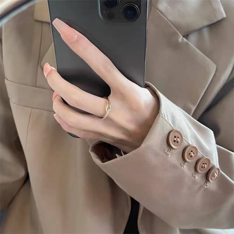 Niche Nhẫn Hở Đính Đá Zircon Lấp Lánh Có Thể Điều Chỉnh Độc Đáo Thời Trang Mới Bán Chạy Hợp Thời Trang Cho Nữ