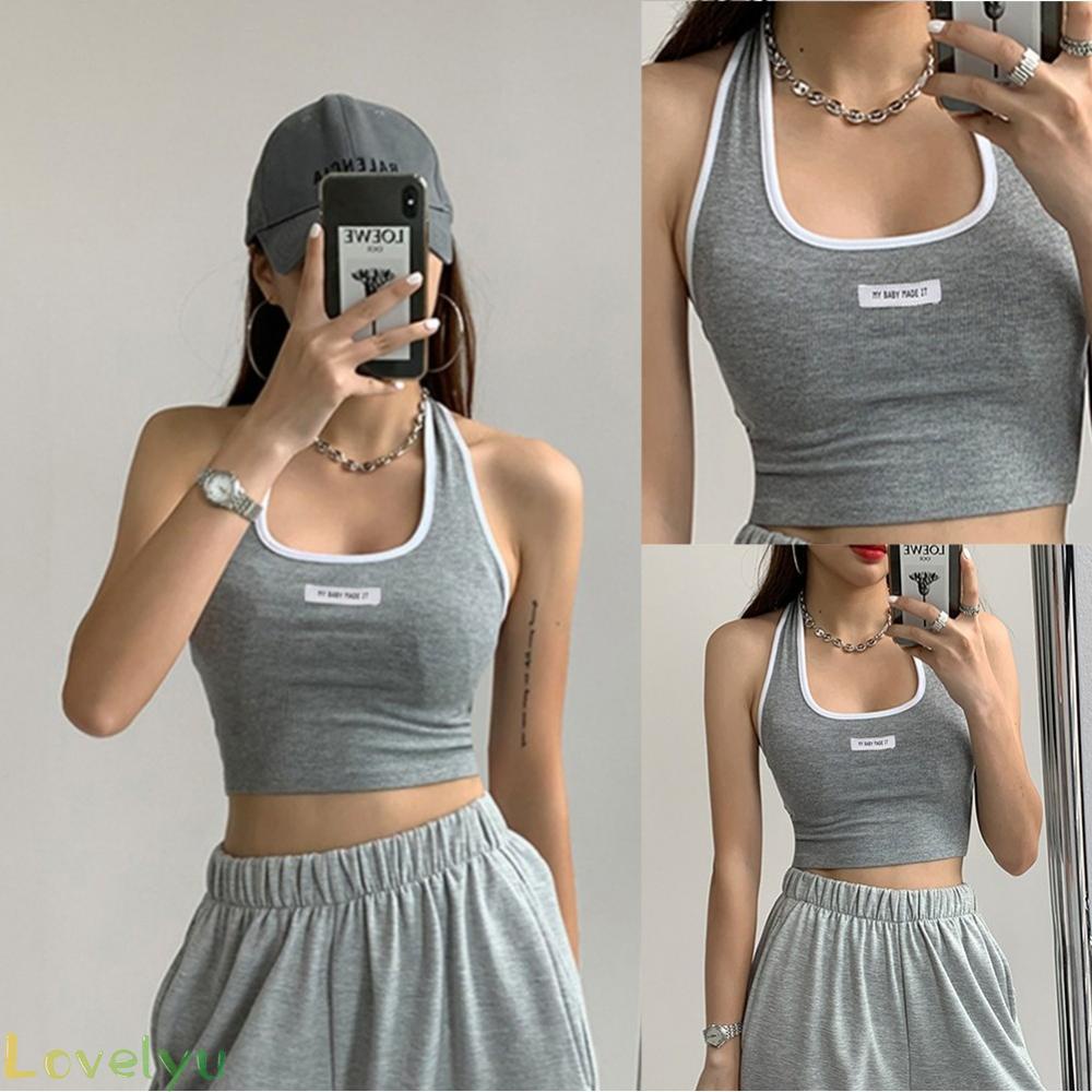 【LOVELYU】LomcWomen 3 Hole Crop Top Camisole Twopiece Sleeveless Uneck Sexy Fashion TJJjrB【Good Quality】
