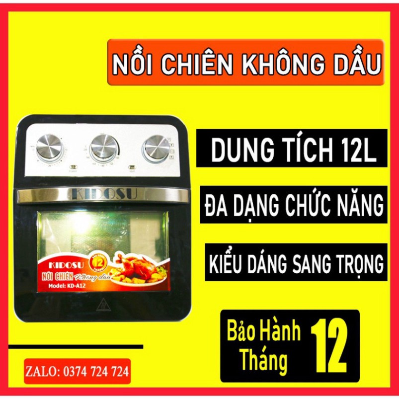 Nồi Chiên Không Dầu KIDOSU Nút Điều Khiển Cơ, Cài Đặt Thời Gian, Cài Đặt Nhiệt Độ Và Nhiều Chế Độ Kh