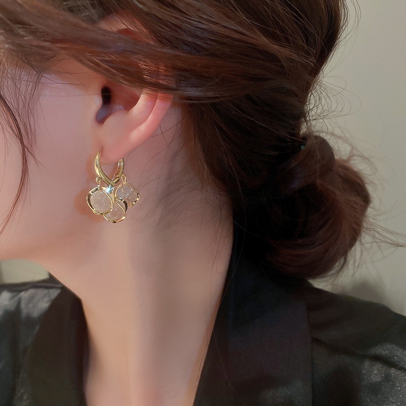 1 Đôi Bông Tai Đính Đá Opal Tinh Tế Sang Trọng Dành Cho Nữ