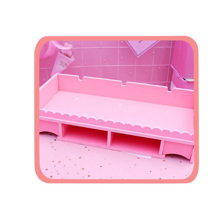 Bàn để laptop mini màu hồng PINK050 [FREESHIP] Pink Xinh Decor nhiều ngăn tiện dụng bàn gỗ pha nhựa