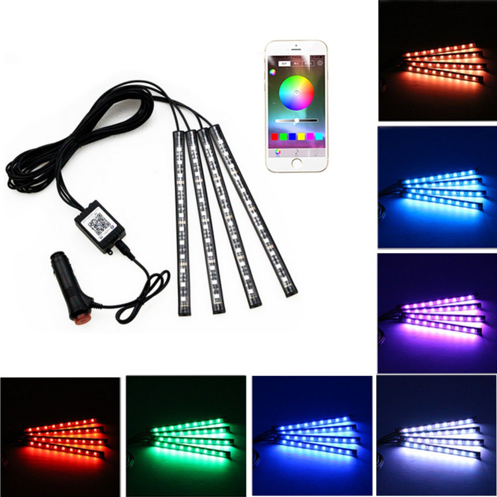 Đèn LED RGB usb APP không dây trang trí nội thất xe hơi