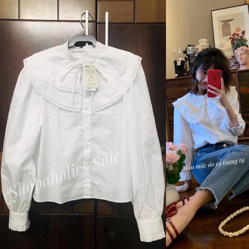 (AUTH SALE) Áo sơmi trắng cổ bèo MANGO AUTH new tag XS, S