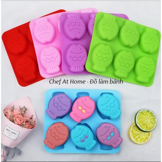 Khuôn silicon làm thạch, rau câu hình 6 bánh cá