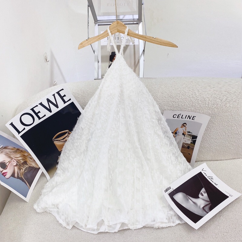 Đầm yếm lông vũ H3735 (kèm hình thật trên sàn