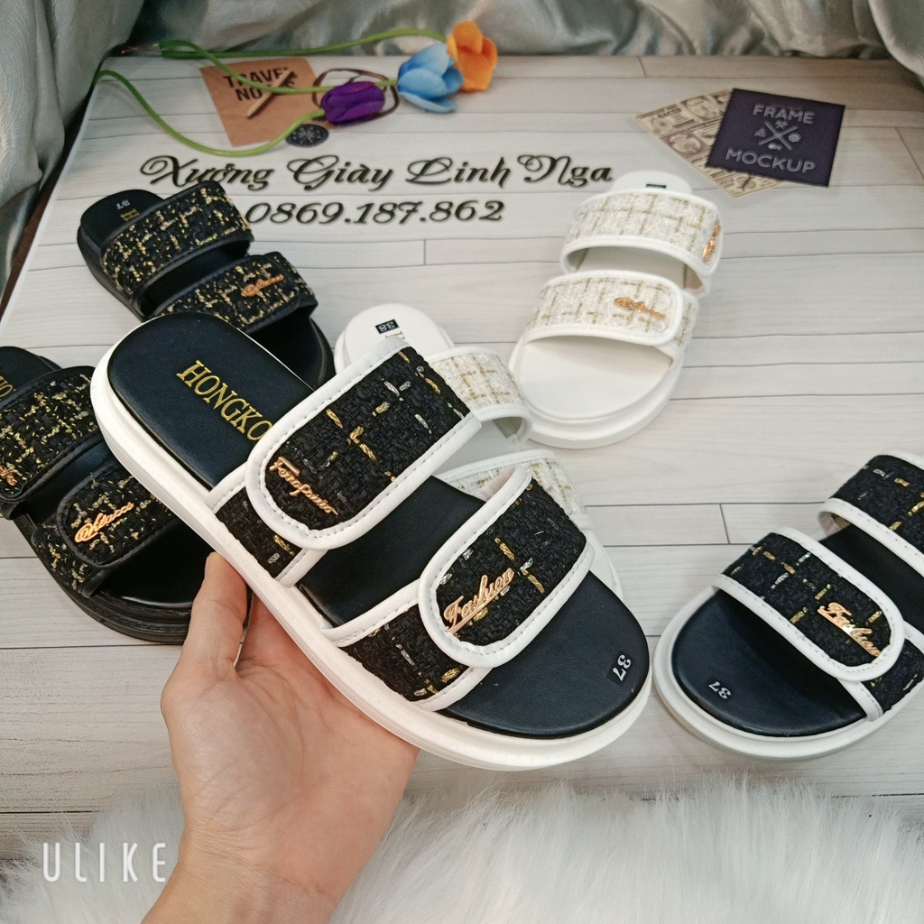 Dép Bánh Mì Dép Nữ 2 Quai Dạ Đế PU Siêu Nhẹ Cực Êm 3 Phân Tôn Dáng