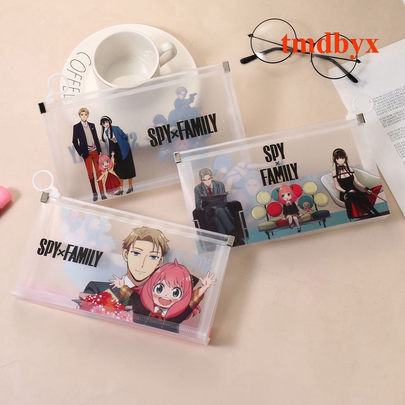 Túi Đựng Bút/Mỹ Phẩm Chất Liệu Da PU Phối Khóa Kéo Hình Anime SPY x FAMILY