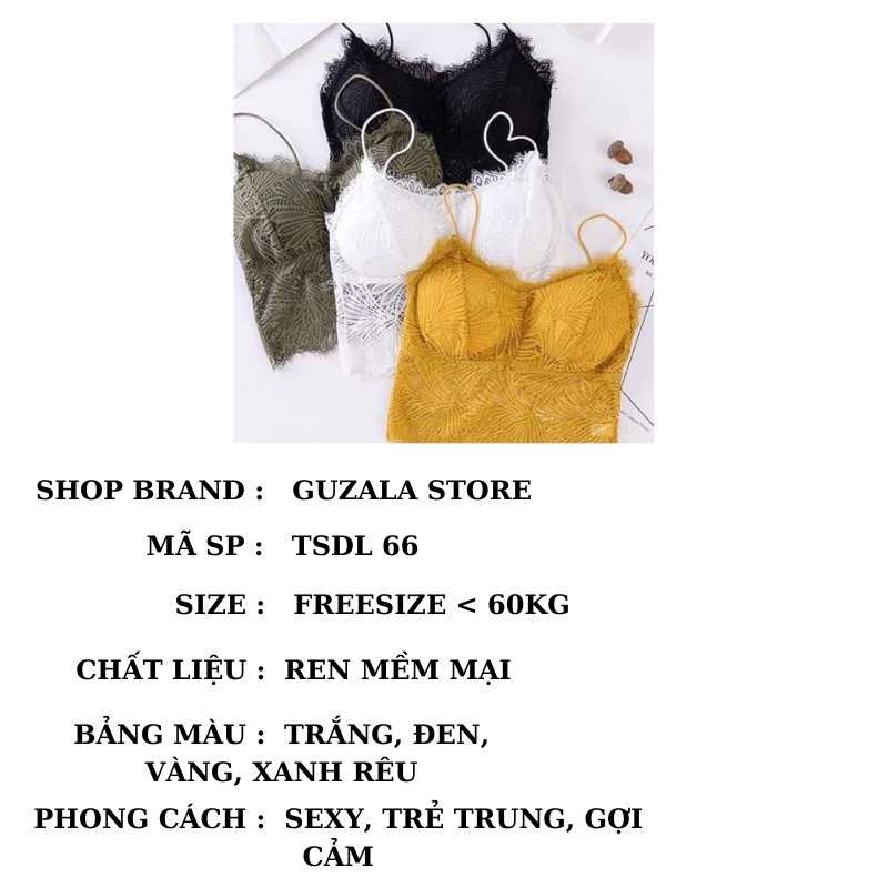 Áo Bra Ren Mềm Mịn Cao Cấp 2 Dây Mảnh Sexy Siêu Hót Dễ Phối Đồ  _ TSDL66