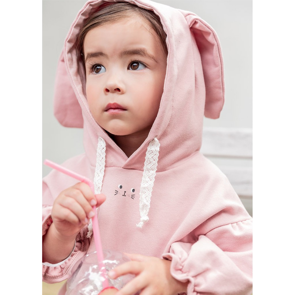 Áo bé gái Hàn Quốc Bebezoo dài Tay _ Thỏ Pink &amp; Mint