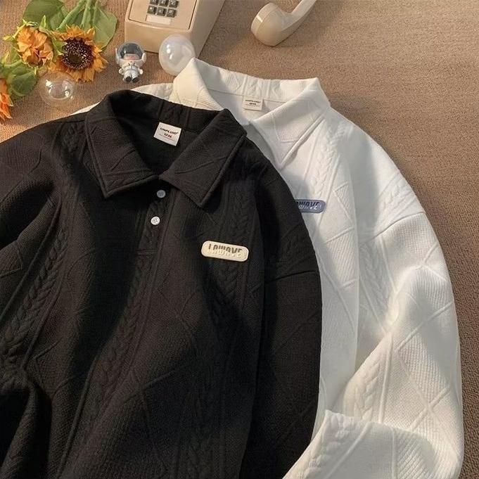 Áo Thun Polo Màu Trơn Dáng Rộng Thời Trang Hàn Quốc Đơn Giản Thanh Lịch Cho Nam