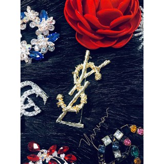 [Hình thật] Khuy cài áo hình chữ Ysl đính đá M103