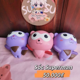 Đồ chơi Squishy bóp mềm Sóc Superman giảm stress