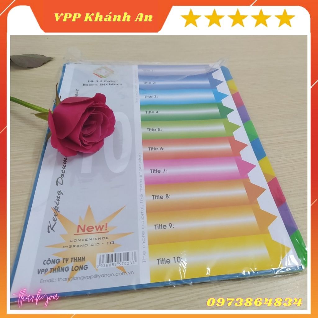 Bìa chia file bằng nhựa 10 màu TM