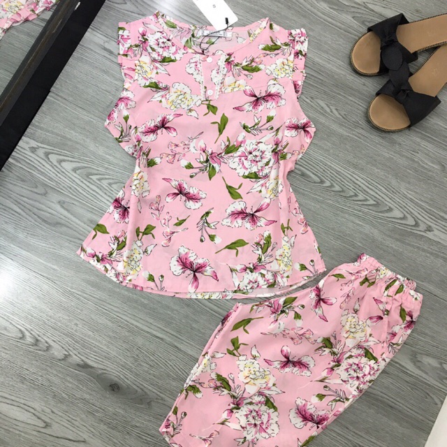 Bộ lanh lụa cánh tiên hoa hồng