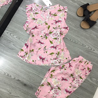 Bộ lanh lụa cánh tiên hoa hồng