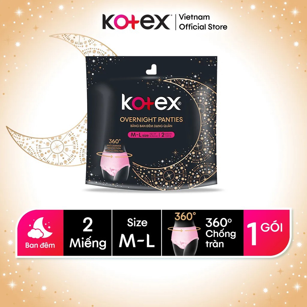 Băng vệ sinh Kotex ban đêm dạng quần size M/L (2 miếng/ gói)