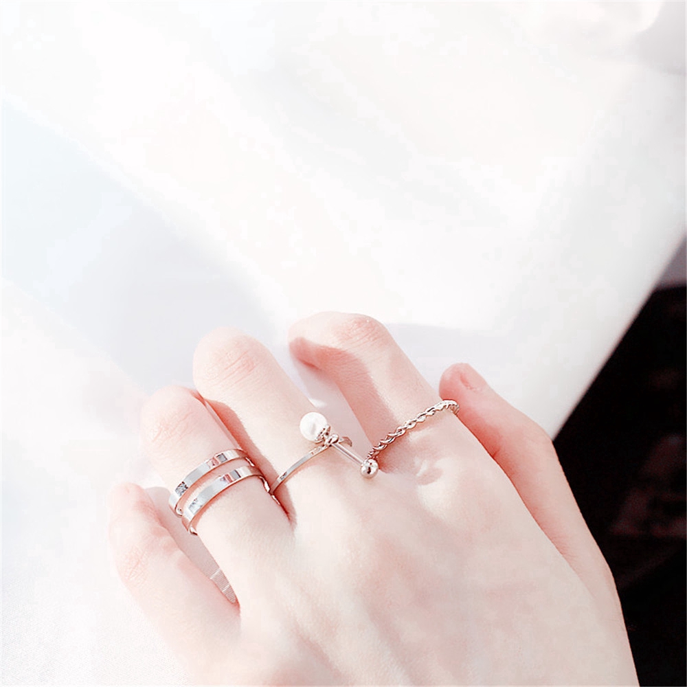 Set 3 chiếc nhẫn kiểu dáng đơn giản trẻ trung cho nữ