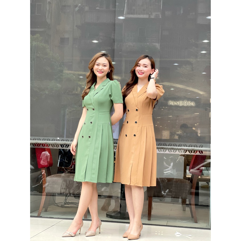 Đầm cổ vest thanh lịch , sang trọng ,che mọi khuyết điểm cơ thể chất liệu Chéo nhật cao cấp Emvy K55 | BigBuy360 - bigbuy360.vn