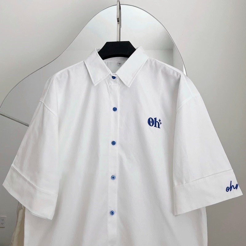 ÁO SƠ MI NAM NỮ KIỂU OH THÊU LOGO TRẺ TRUNG NĂNG ĐÔNG HOTTRENDTP