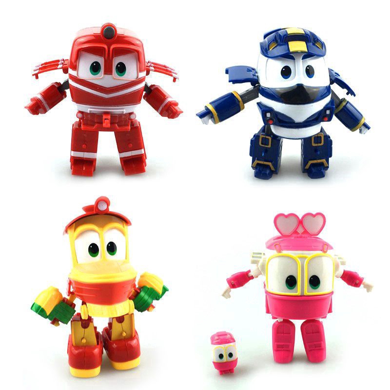 Robot Trains Transformation Anime Figures PVC RT Kay Alf Duck Selly Train Car Robot Toys Kids Gift