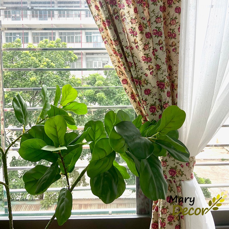Rèm cửa sổ trang trí vải bố linen đẹp - họa tiết Hoa hồng nhí R-G04