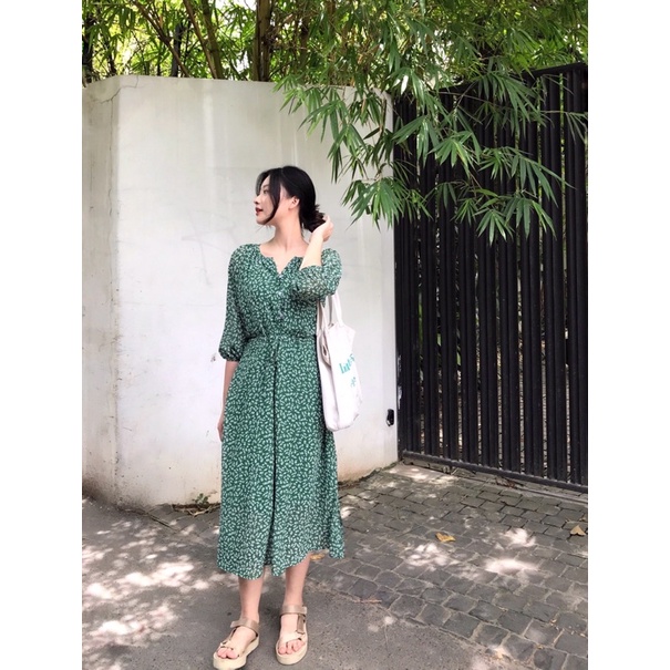 Doris Dress ( váy hoa nhí 2 màu xanh, đỏ)