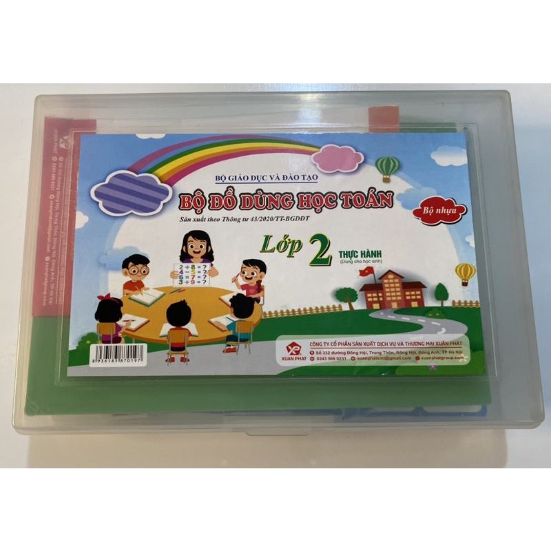 Bộ Đồ Dùng Học Toán Lớp 2 (nhựa) kèm hình khối theo chương trình cải cách mới.