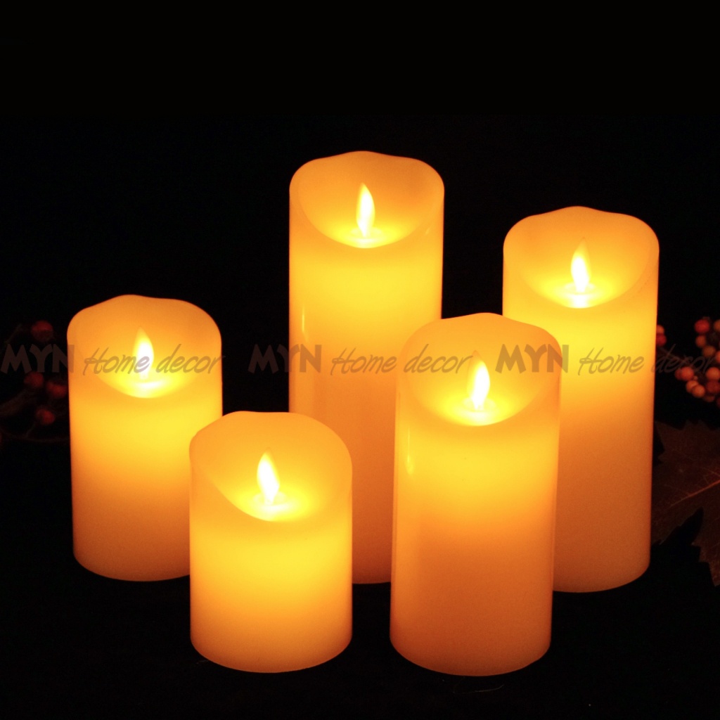 Nến điện tử tim đung đưa lung linh nhiều kích cỡ ánh sáng vàng MYN Home