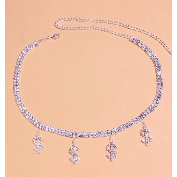 Vòng cổ Mặt Đồng Đô La Đính Đá Đơn Giản Sáng Tạo Phong Cách Đường Phố Mới