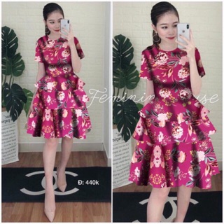 Đầm xòe tầng họa tiết hoa