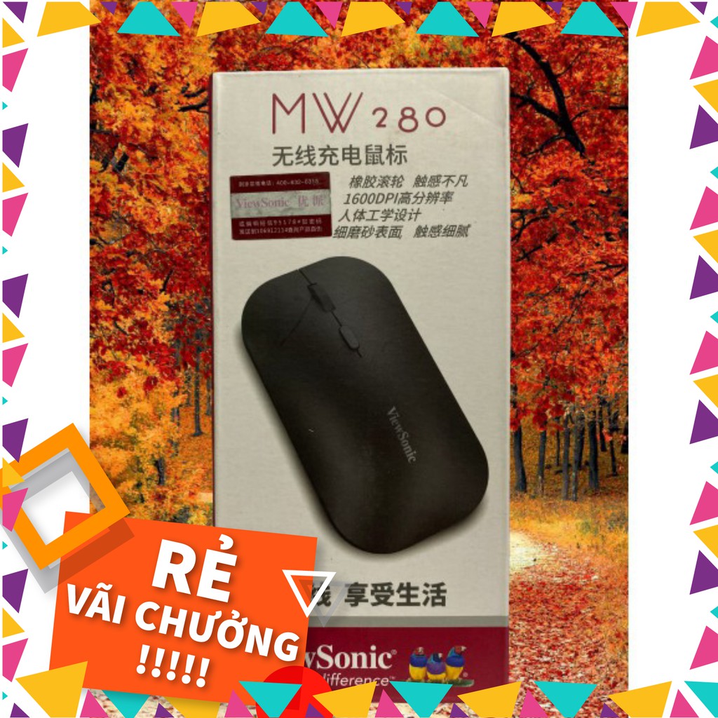 Chuột không dây pin sạc cao cấp ViewSonic 1600DPI cho PC, Laptop ,Tivi box (ĐEN)