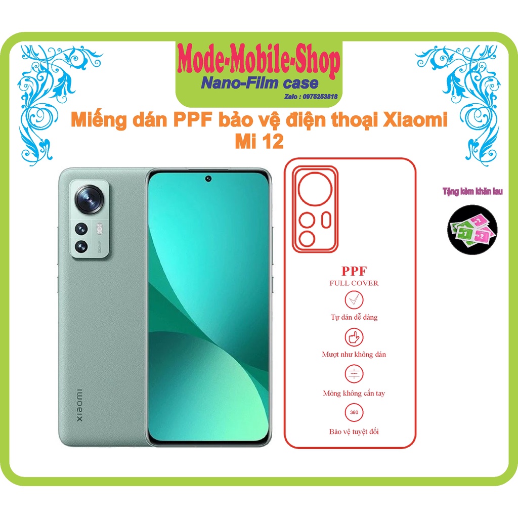 Miếng dán ppf bảo vệ điện thoại mi12
