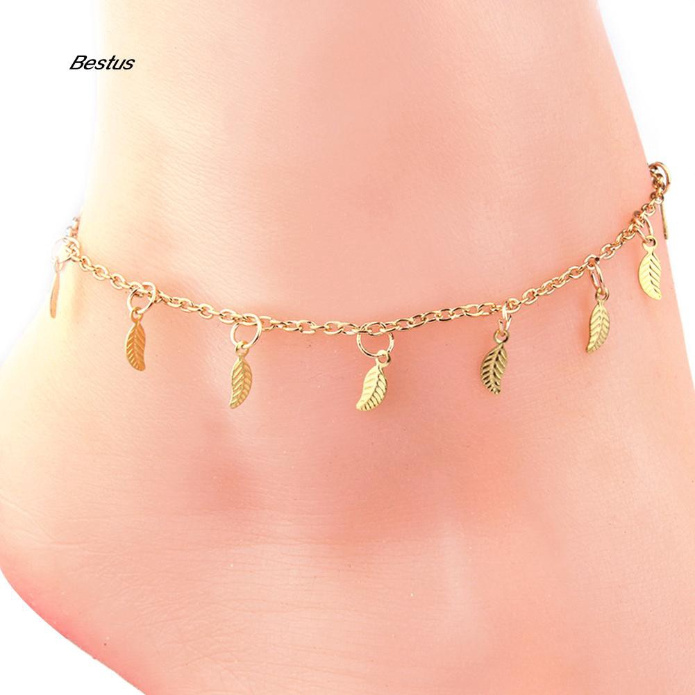 Vòng đeo cổ chân hình chiếc lá kiểu dáng đơn giản thanh lịch dành cho nữ | BigBuy360 - bigbuy360.vn