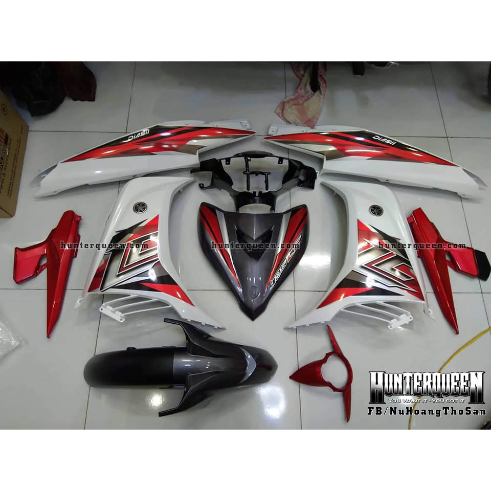 Tem rời Exciter 2011 - Chất liệu candy - LC 2017 trắng đỏ - Tùy chỉnh theo yêu cầu