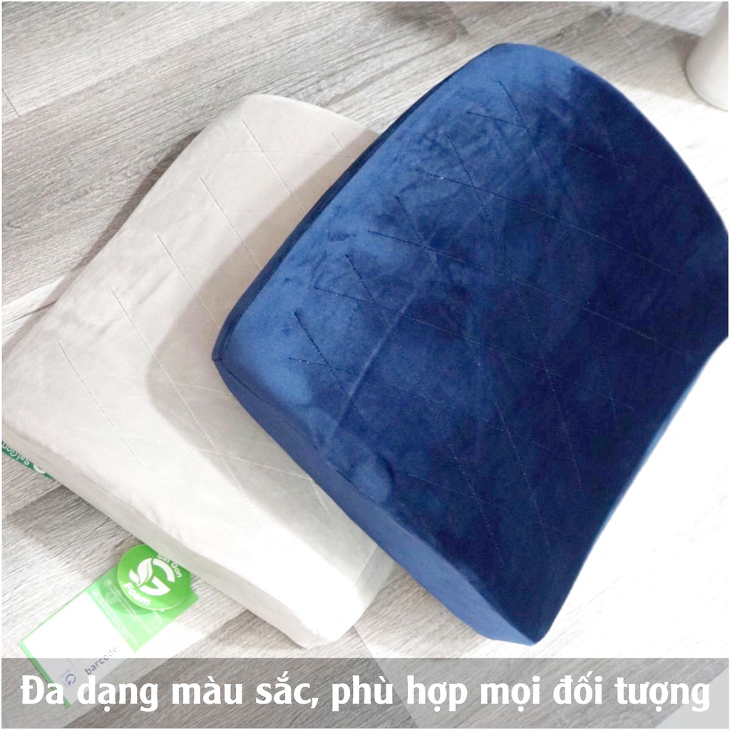 Gối Ngồi Tựa Lưng Văn Phòng Chống Gù, Đau Lưng Khi Ngồi Lâu, 100% Cao Su Non Êm Mịn Dày, Dáng Công Thái Học Có Đai Gài